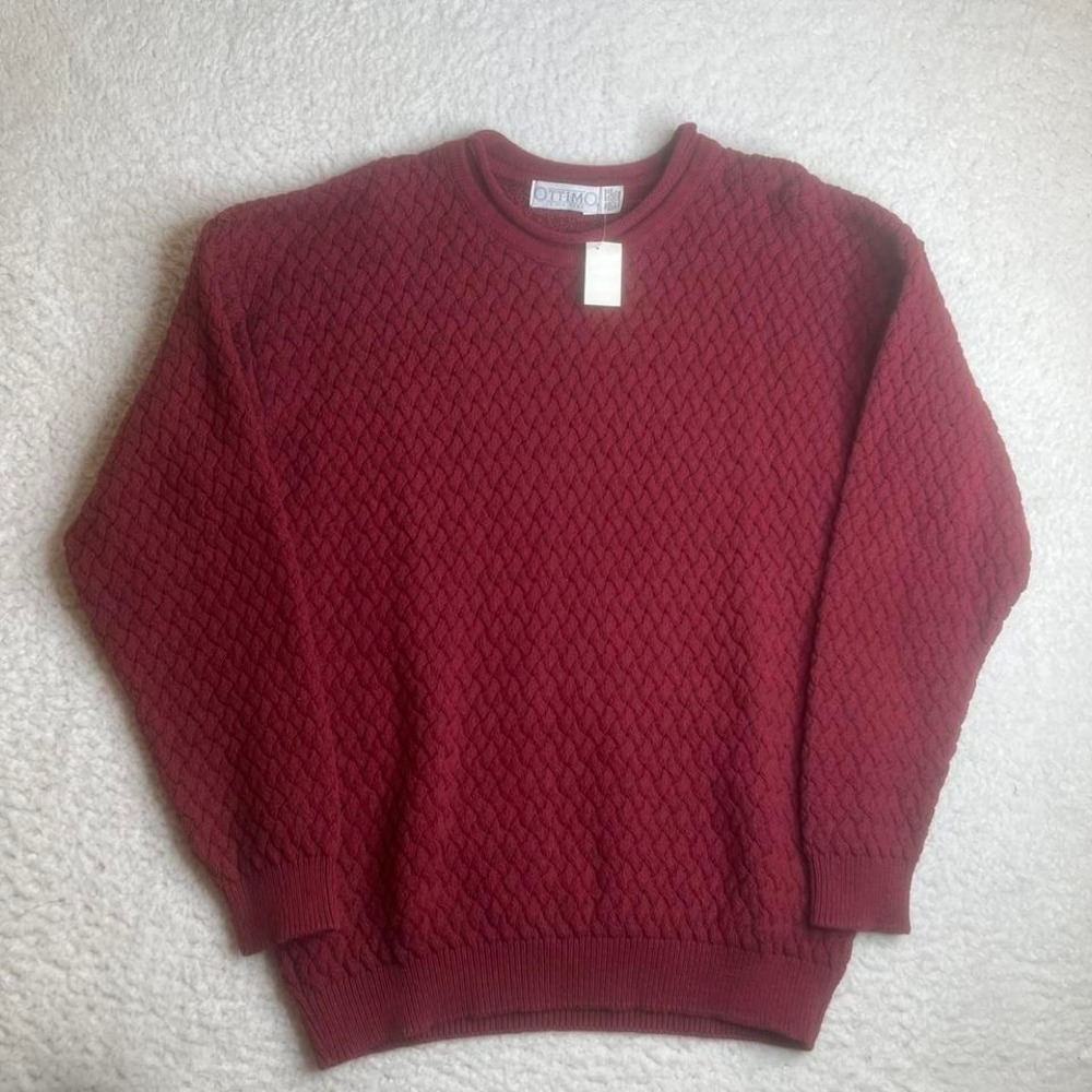 NWT ottimo mens red roll neck knit sweater preppy cottage usa xl